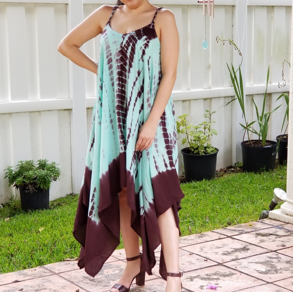 BRIGHT GREEN TIE DYE MAXI DRESS